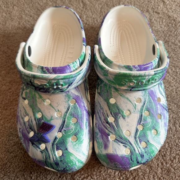 Crocs Classic Clog Out Of This World II Purple Teal Pastel Marbled 6 - Picture 2 of 4